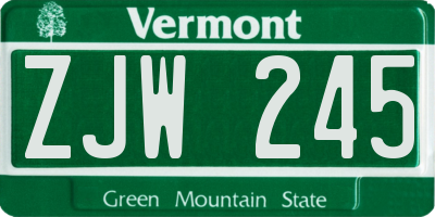 VT license plate ZJW245