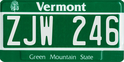 VT license plate ZJW246