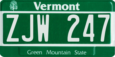 VT license plate ZJW247