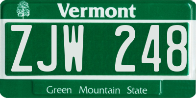 VT license plate ZJW248