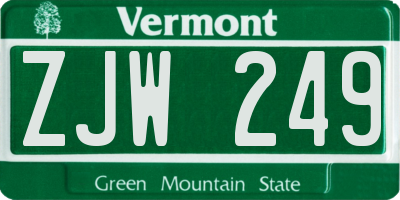 VT license plate ZJW249