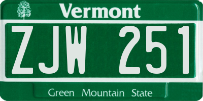 VT license plate ZJW251