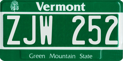 VT license plate ZJW252