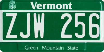 VT license plate ZJW256