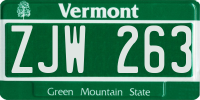 VT license plate ZJW263