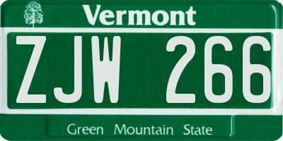 VT license plate ZJW266