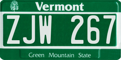 VT license plate ZJW267