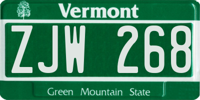 VT license plate ZJW268