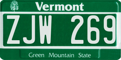 VT license plate ZJW269