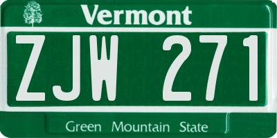 VT license plate ZJW271