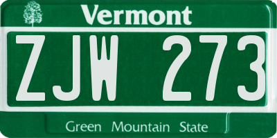 VT license plate ZJW273