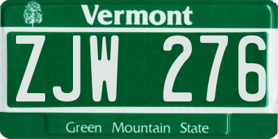 VT license plate ZJW276