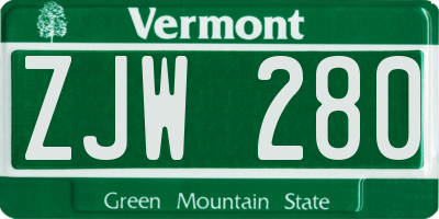 VT license plate ZJW280