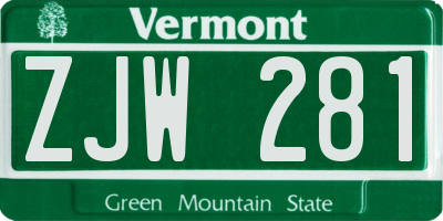 VT license plate ZJW281