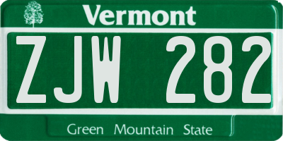 VT license plate ZJW282