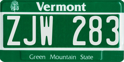 VT license plate ZJW283