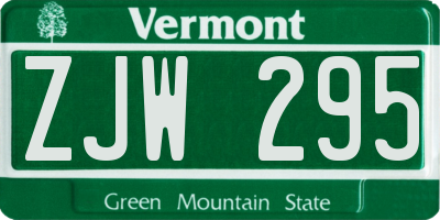 VT license plate ZJW295