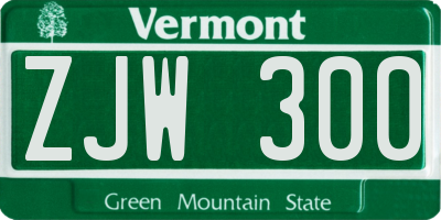 VT license plate ZJW300