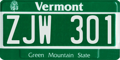 VT license plate ZJW301