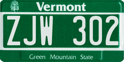 VT license plate ZJW302