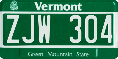 VT license plate ZJW304