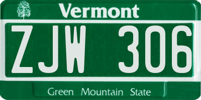 VT license plate ZJW306