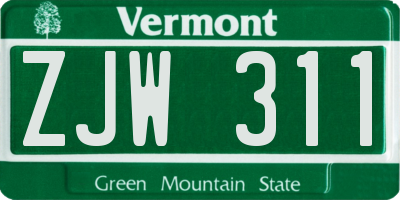 VT license plate ZJW311