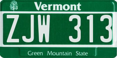VT license plate ZJW313