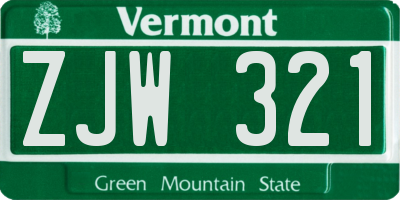VT license plate ZJW321