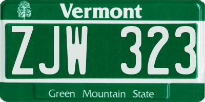VT license plate ZJW323