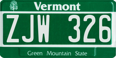VT license plate ZJW326