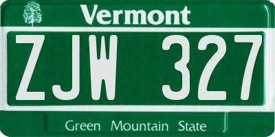 VT license plate ZJW327
