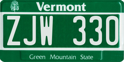 VT license plate ZJW330