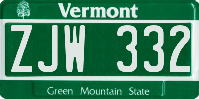 VT license plate ZJW332