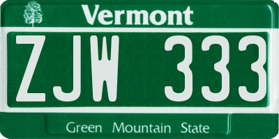 VT license plate ZJW333