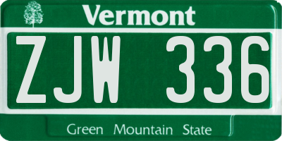 VT license plate ZJW336