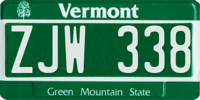 VT license plate ZJW338