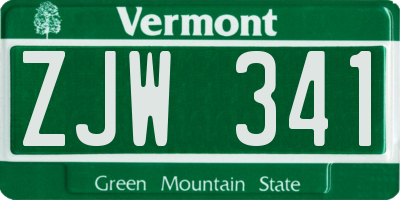 VT license plate ZJW341