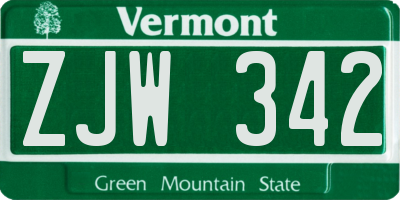 VT license plate ZJW342