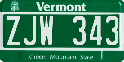 VT license plate ZJW343