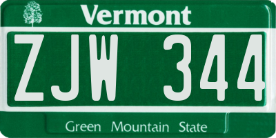 VT license plate ZJW344