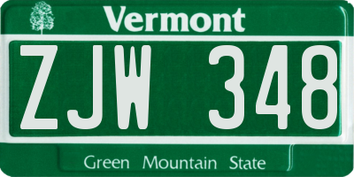 VT license plate ZJW348