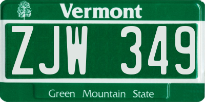 VT license plate ZJW349