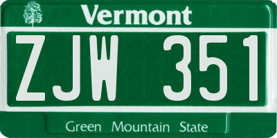 VT license plate ZJW351