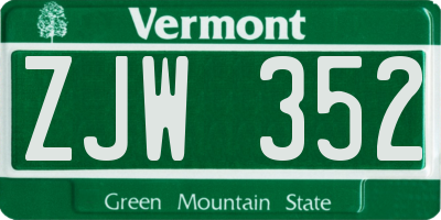 VT license plate ZJW352