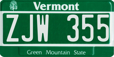 VT license plate ZJW355