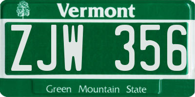 VT license plate ZJW356