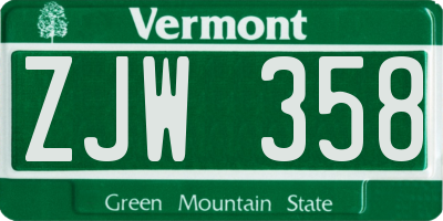VT license plate ZJW358