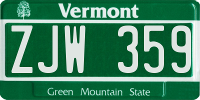 VT license plate ZJW359