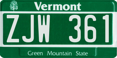 VT license plate ZJW361